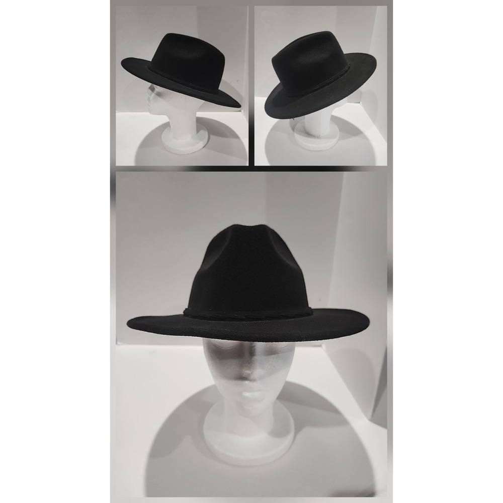 Women's Hat Black Felt Fedora & Black Band Accent One Size Fits Most Unbranded